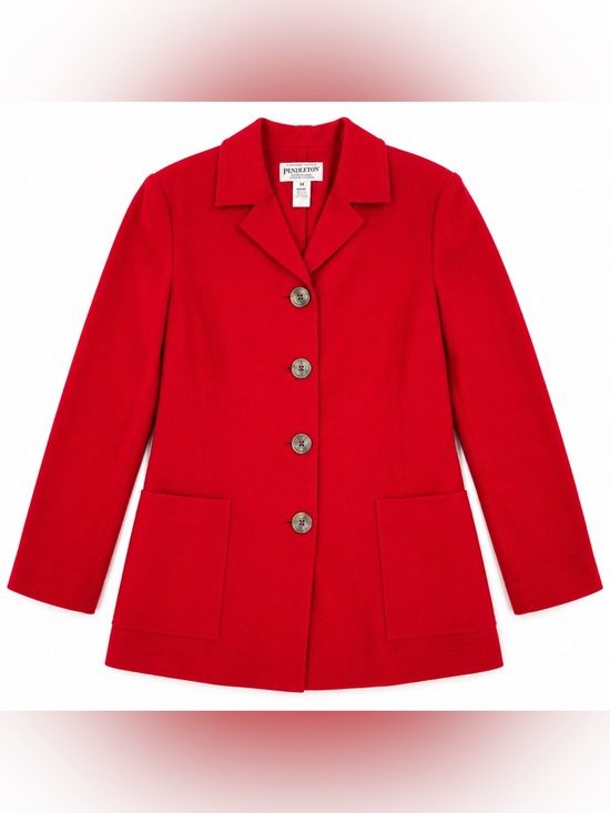 Pendleton Jackets & Blazers - Pendleton Red Wool Blend Blazer Women M Made in USA Button Front Career Classic